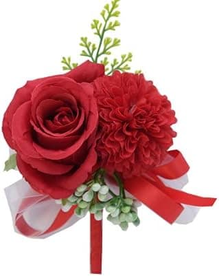 Blomster Håndleds Corsage Sæt, Simulerede Roser og Nelliker