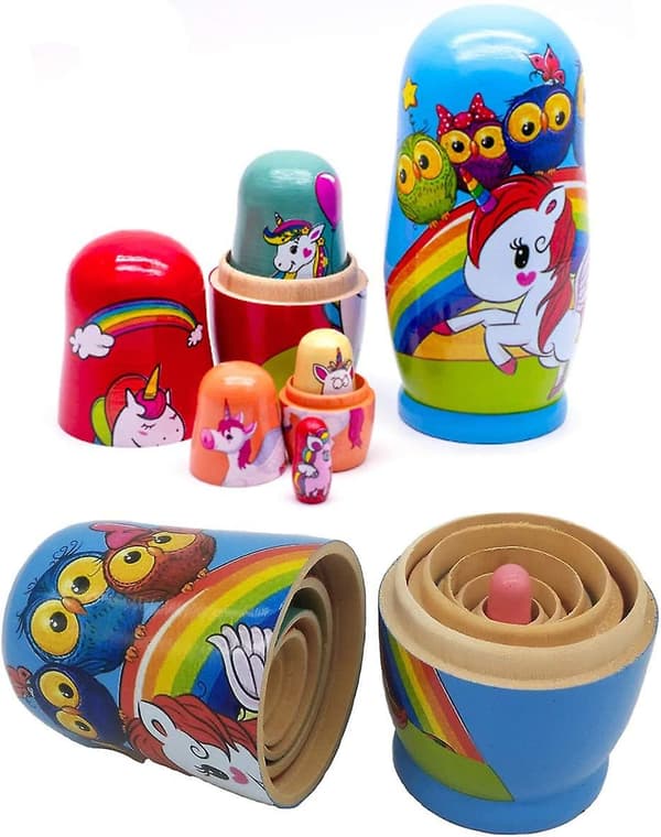 Nesting Dolls Matryoshka Dyre Stablede Dukker Træ Figur Un