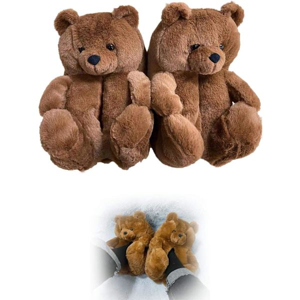 Dam Teddybjörn, Plysch Inredning Tjockt Bomull Varma Skor,