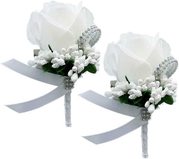 2 stycken herrbukett, rosbukett, bröllopsbröstblomma,