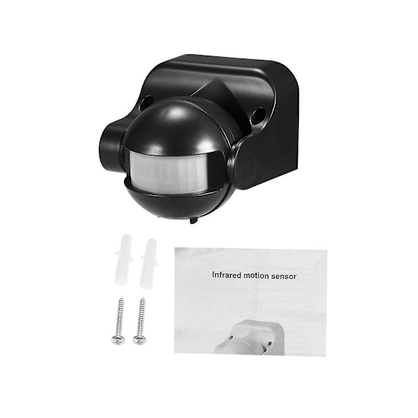 Stor infraröd rörelsesensor 220V-240V 180 graders vinkel Svart