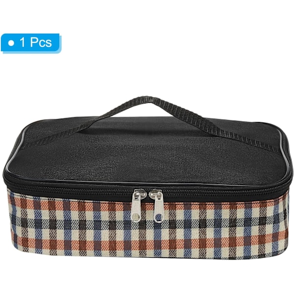 12\"x10\"x3\" Eristetyt Lounaskassit, Litteät Bento-Kassit Ruudullinen Kuvio Kannettava Ruokakontti Kassi Lämpökassit Miehille ja Naisille