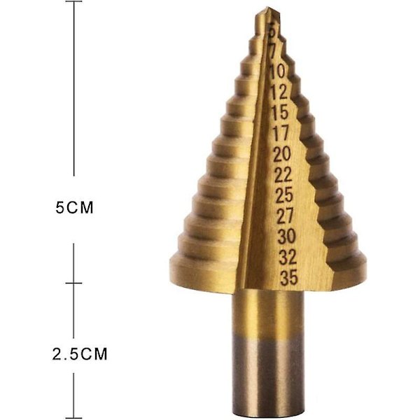HSS Metal Trin Drill Bit 5-35mm Professionel Titanium Konisk Drill Bit Trin Drill Bit med Etui til Træ Plastik Metal
