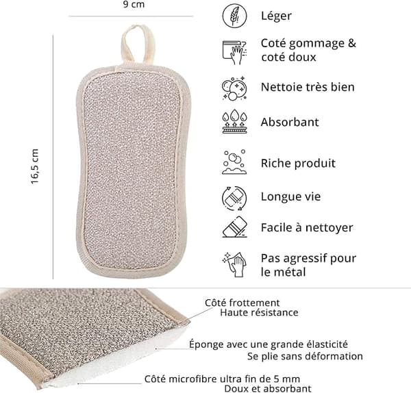 Sæt med 1 Genanvendelige Mikrofiber Opvaskesvampe - Vaskbare