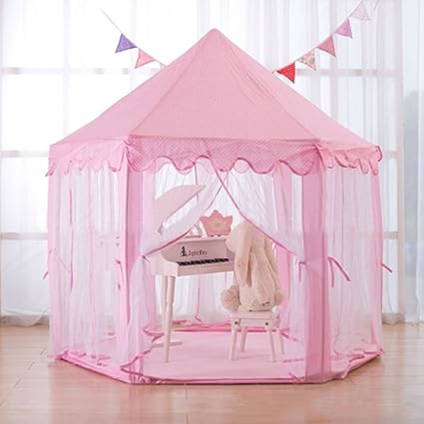 Heksegon Leketelt Matte for Barn Prinsessetelt Leke Matte Myk