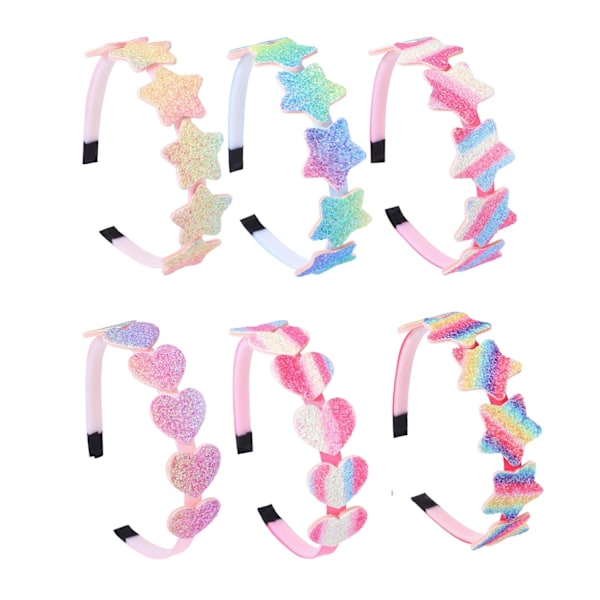 6 Pakkaus Tyttöjen Hiustarrat Glitter Lasten Hiustarrat Jousi/Sydän/Tähti Hiustarrat Makeat Hiustarrat Taaperoille/Tytöille/Teineille