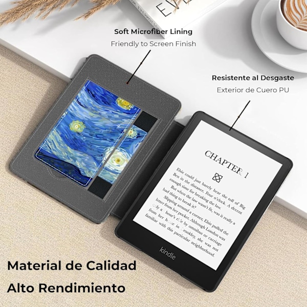 Kindle Paperwhite 11:e generation fodral - 2021, 6,8 tum Kindle fodral med automatisk sömn/vakna-funktion, fodral med vikbart stativ
