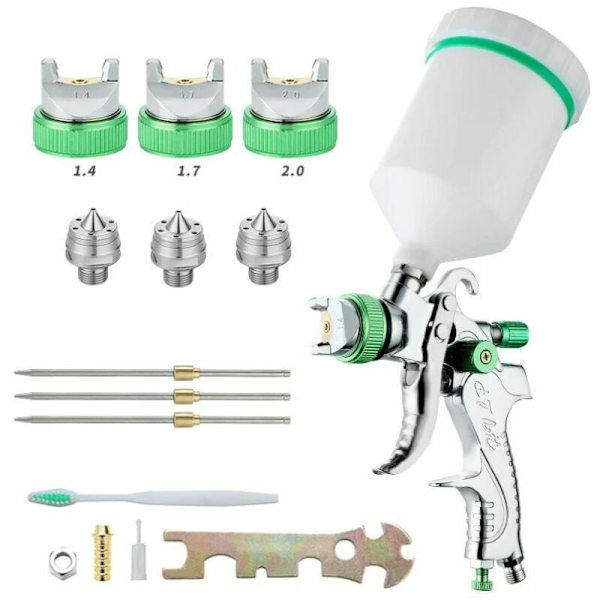 Professionell högtrycksfärgspruta Air Spray Gun Kit Grav