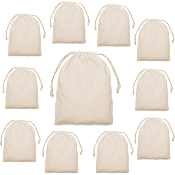 25 x 30 bomulls tygväskor Set om 10 stycken - dragsko väskor