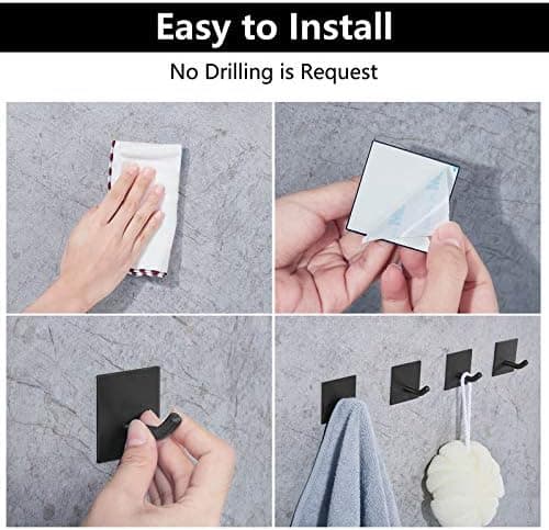 6 kpl Liima-seinäkiinnitteisiä pyyhekoukkuja, 3M itseliimautuvia