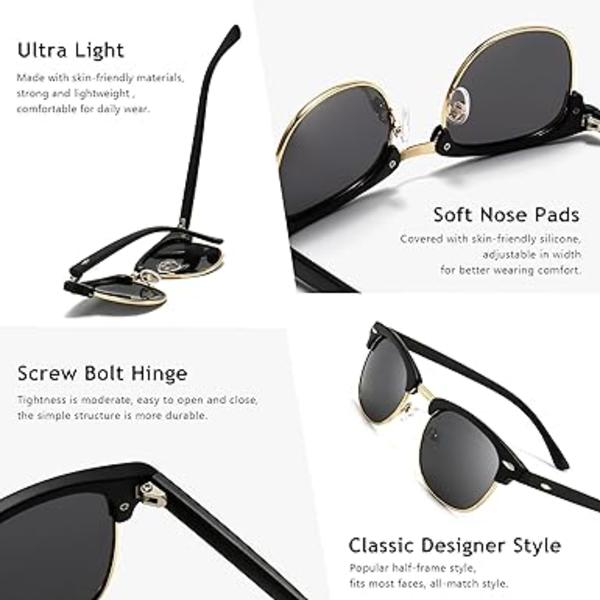 1 kpl Retro Round Semi Rimless Polarisoivat Aurinkolasit UV-Suojalla