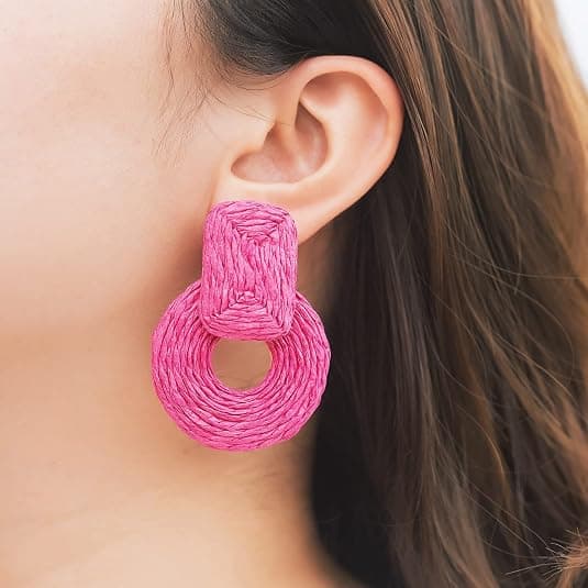Statement Raffia Øreringe Søde Boho Øreringe Rattan Dangle Øreringe
