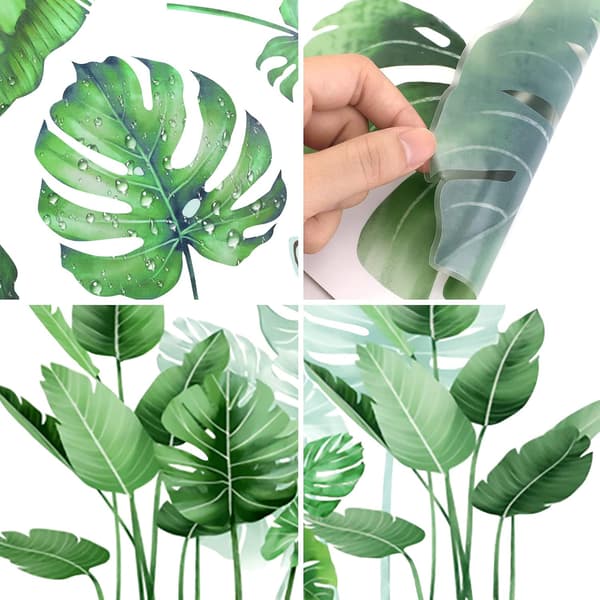 Tropiska blad väggdekaler, Grön växt väggdekal