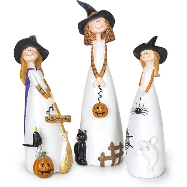 Halloween Keramiske Figurer Dekorasjoner, Søt Hjem & Fest Dekor & Høst Aksenter, Klassiske Heksehatter, Katt, Spøkelse, Kråke