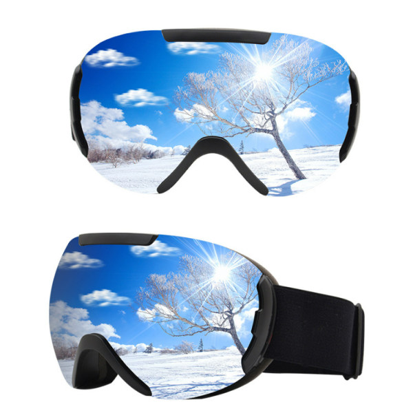 Blå skidsnowboardglasögon UV-skydd Anti-dimma snöglasögon