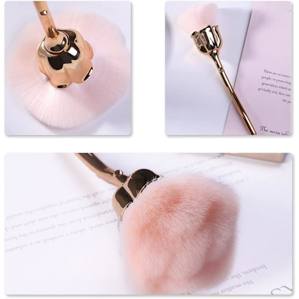 1 Mjuk Rosa Sminkborste Fluffig Foundationborste för