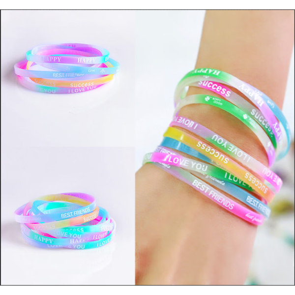 50 stk. Silikon Armbånd Fluorescens Gløder i Mørket for Barn