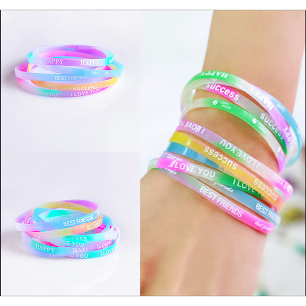50 stycken silikonarmband fluorescerande glöd i mörkret för barn