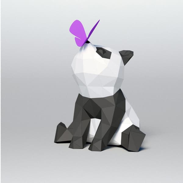 1 kpl Punainen panda leikkii perhosten kanssa 3D Geometrinen