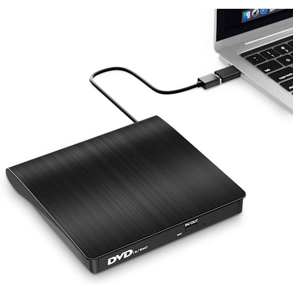 Extern CD DVD-enhet, USB 3.0 & Type-C CD-brännare, bärbar CD DVD +/-RW-enhet DVD-spelare för bärbar dator Notebook PC-dator