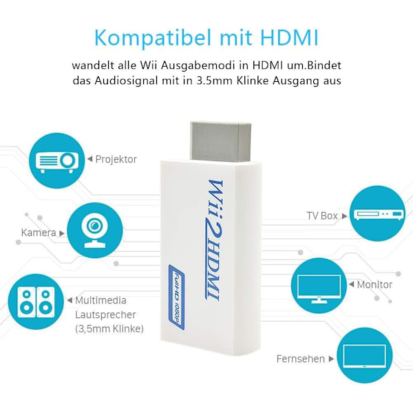 Wii HDMI-adapter Full HD 1080p/720p videokonverter med port