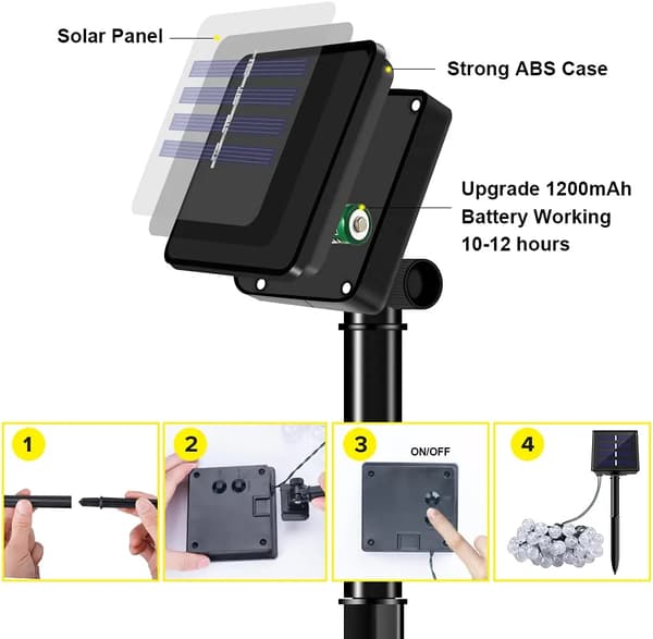 11M 60 LED Solcellelys, Utendørs Solcellelys Lampe