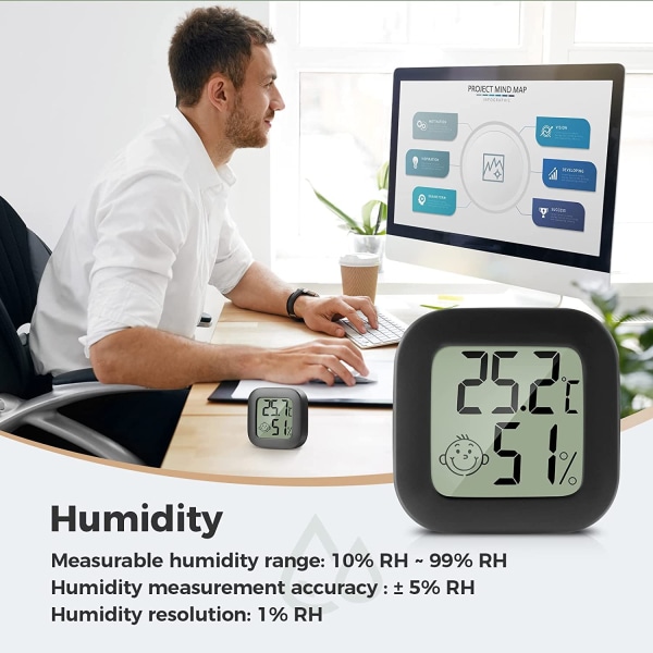 PAIRIER 4-pack Mini LCD Digital Inomhus Termometer Hygrometer