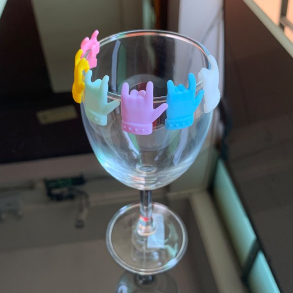 6 doigts en silikon verre à vin marqueurs creatifs Verre Haute