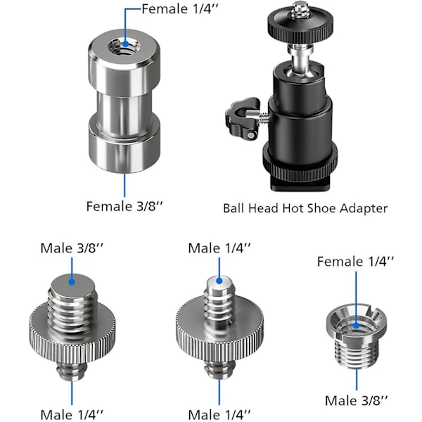 Skruer Kamera 21 Skruer 1/4 \"til 1/4\", Adapter 3/8 1/4 Montering Patella, Beslag Kamera Skruer Til Stativ Og Monopod Flash Tilbehør