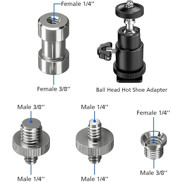 Skruvkamera 21 skruvar 1/4 \"till 1/4\", Adapter 3/8 1/4 Montering Patella, Fäste Kameraskruvar För Stativ Och Monopod Blixttillbehör