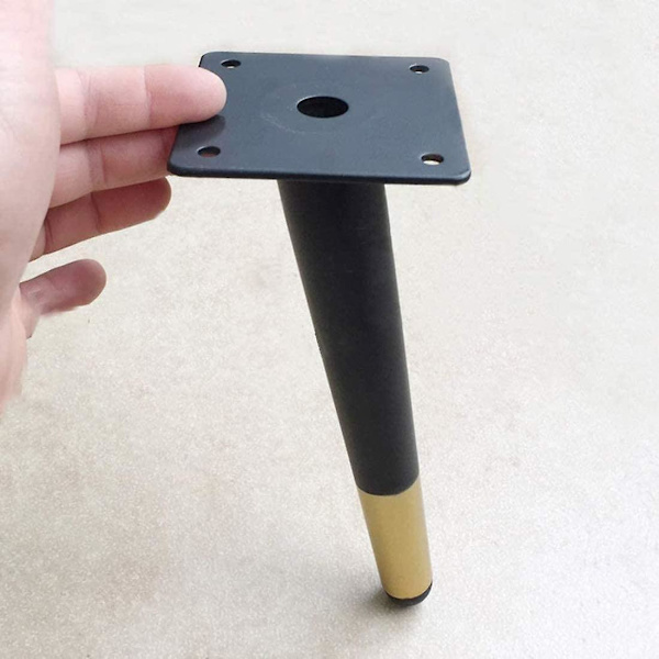4 stycken snedställda bordsben i metall, koniska möbelben, guld, 20 cm höjd, halkfri tyst bas för soffor, bord och andra möbler