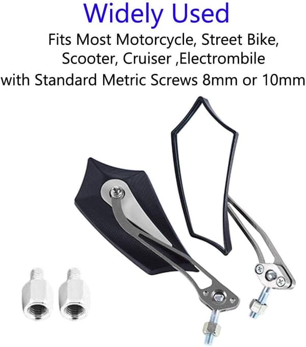 2 stycken svarta universella motorcykelbackspeglar Scooter Si