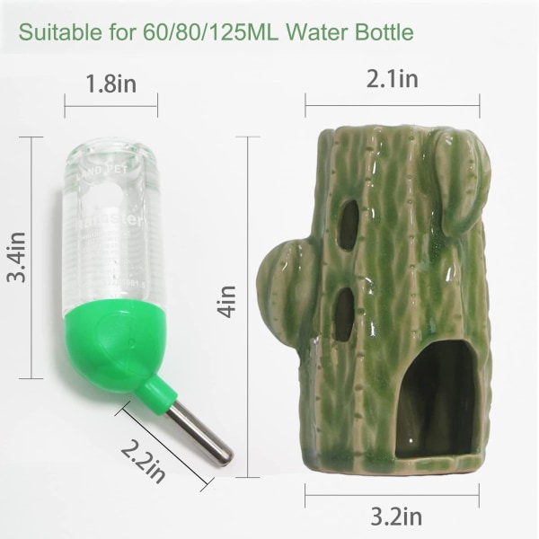 1 grön 2 i 1 kaktus vattenflaska hamster vattenflaska vertikal