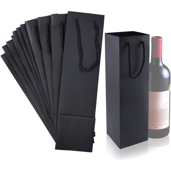 12-pack tunga presentpåsar i brunt papper med handtag (svart) - för
