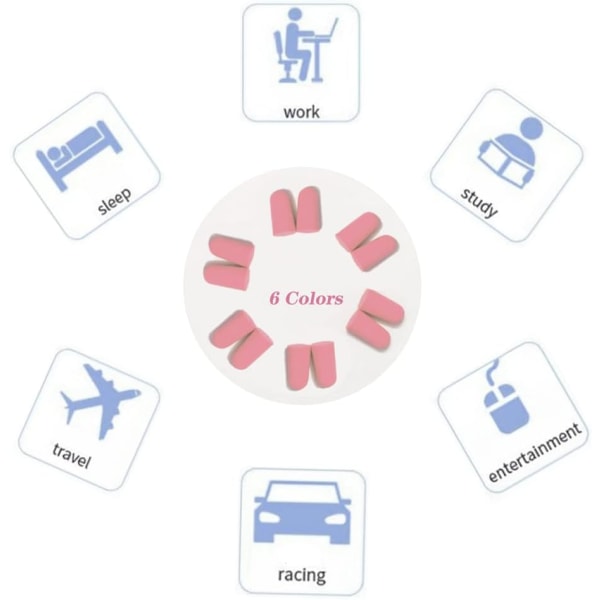 6 Par Ørepropper, Ørepropper til Søvn, Bløde Skumørepropper, Støj