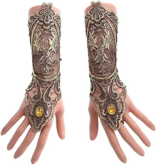 1 Par Fingervantar i Spets, Eleganta Damspetsar Gotiska Vantar