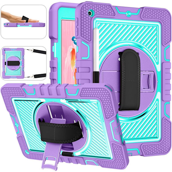 Funda kompatibel med iPad 9/8/7 10,2 tommer (2021/2020/2019 model, 9./8./7. generation) S-penholder