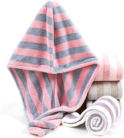 2-pack Torkhatt (Rosa Grå och Grå Vit) Mikrofiber Hår