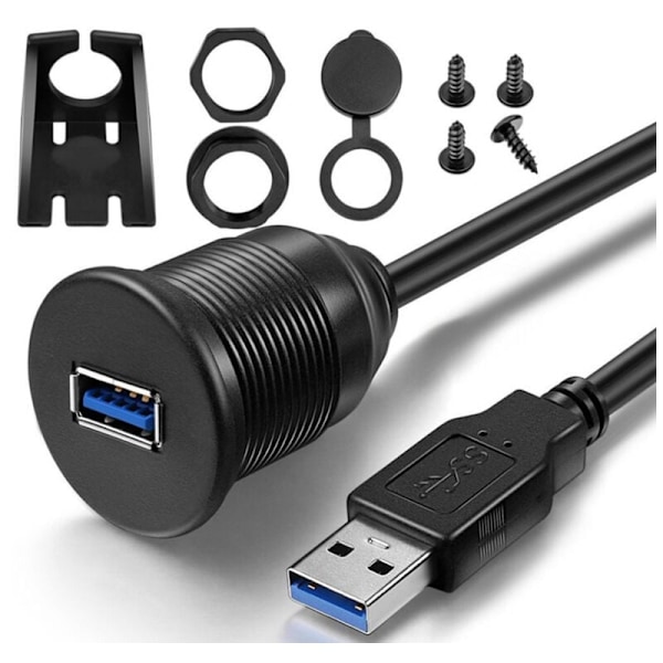 Single Port Waterproof USB 3.0 Extension Cable for Car, Boat, Mot