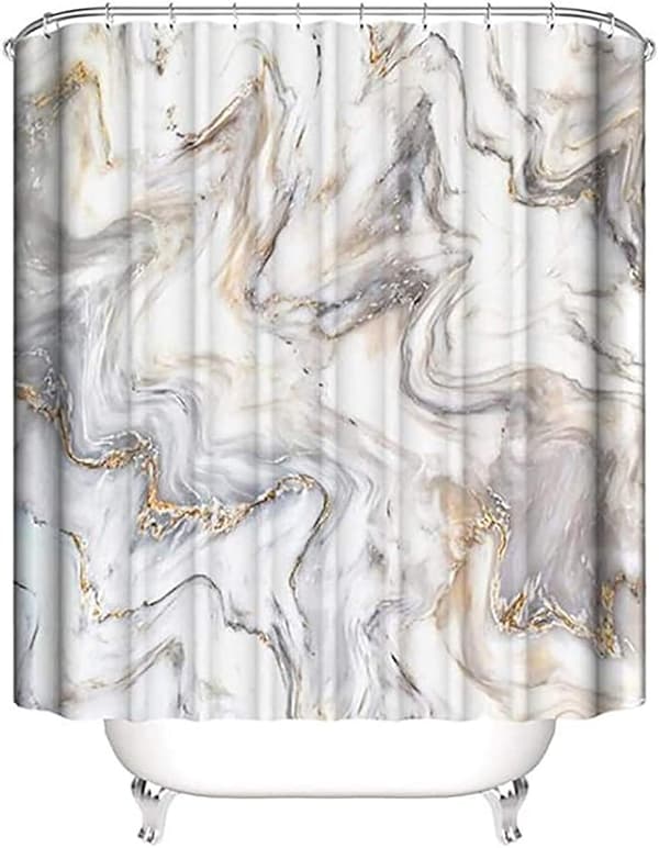 Anti-mögel Duschdraperi (Beige Marmor Mönster 180*180cm)