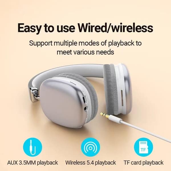Trådløst Bluetooth-headset, Bluetooth-hodetelefoner, justerbart trådløst headset for telefon/datamaskin/nettbrett, sølv