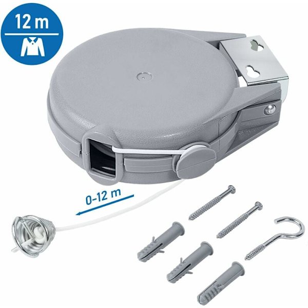 12 m Retractable Clothesline for Clothes, Very Robust and Resista