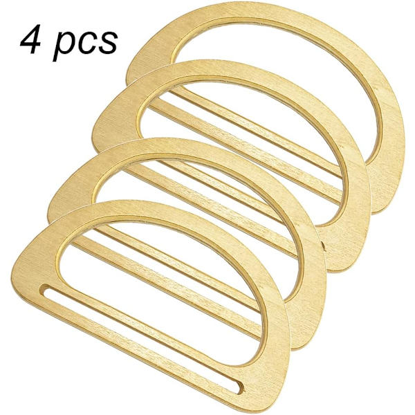 D-formade trähandtagsset, 4 st, DIY-handtag för handväskor