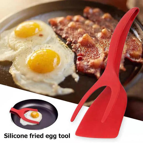 Röd 2-delad non-stick-spatel, 2-i-1 kökstång och spatel med non-stick-beläggning, 2-i-1 stekt äggspatel non-stick roterande grillad San