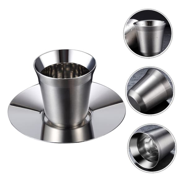 1 sett med rustfrie stålkrus Metall mini tekopper