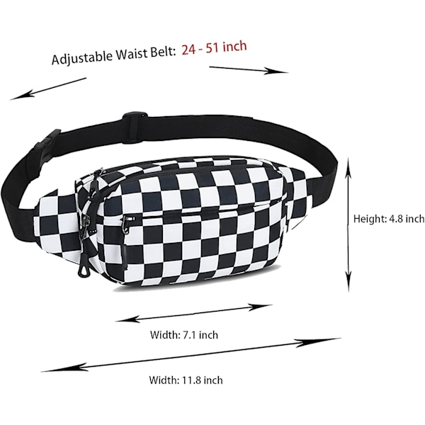 Fanny Pack Midjeväska för Män & Kvinnor Justerbart Bälte Höft Bum Bag Mode Vattenavvisande Vandrings Midjeväska för Resor Casual Löpning Vandring Cykling Pl