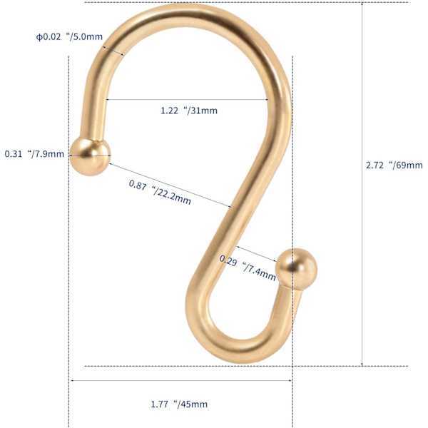 Metallduschsäkring, 12-pack, Rostfri S-form