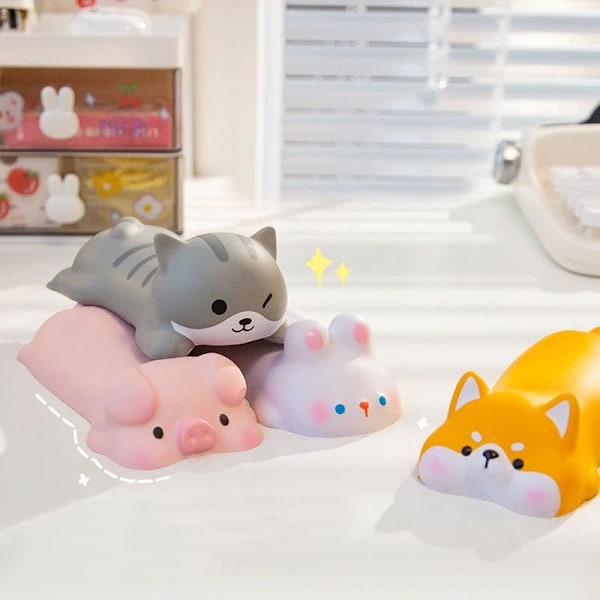 Söt handledsstöd för mus, tangentbord, datorarmstöd för skrivbord, ergonomiskt Kawaii kontorsmaterial, långsamt stigande