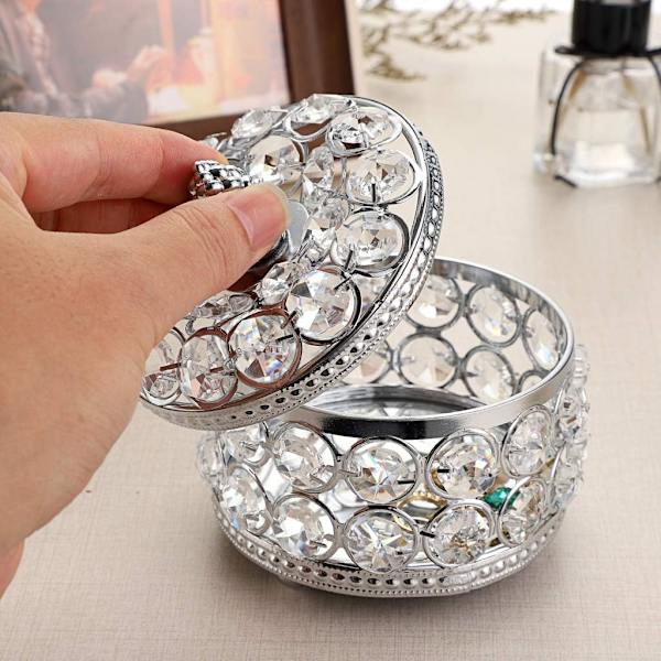 Kristall Spegelklädd Smyckeskrin Smycke Prydnadsask Organiseringsask Heminredning Ring Örhängen Halsband Förvaringshållare Souvenir
