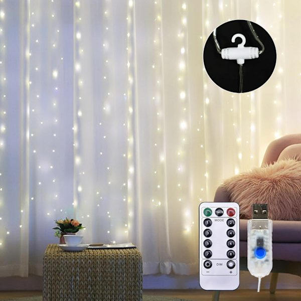 100 LED Gardinlys - Lysstreng til Gardin - Julelys